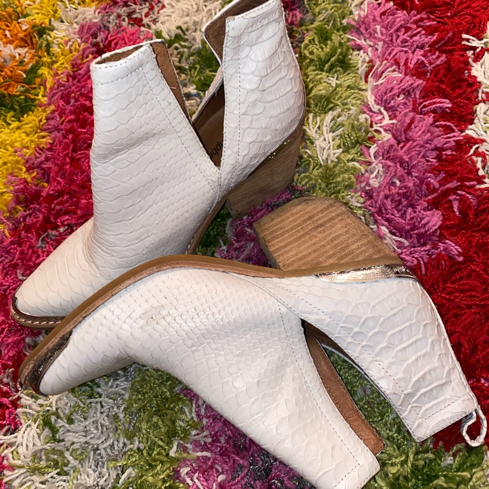 Jeffrey Campbell white snake booties